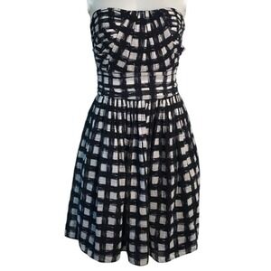 RACHEL ROY BLACK & WHITE CHECKERED‎ STRAPLESS DRESS